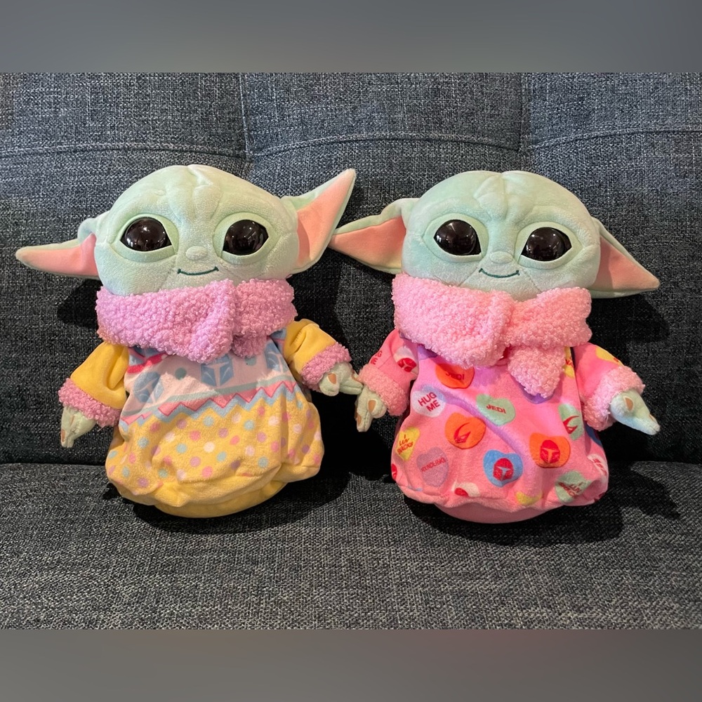Two Mandalorian Grogu Star Wars Plushes